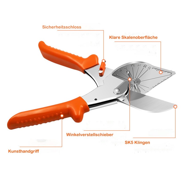 Precision Multi-Angle Mitre Shears, 45°-135° Angle Scissors, Multifunctional Trunking Scissors