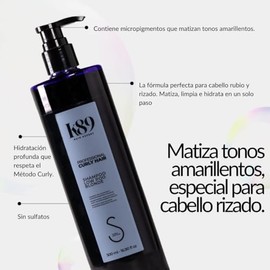 K89 HAIR EXPERT - Curly Hair Shampoo Low Poo Blonde. Shampoo sin sulfatos, sin siliconas y con tensioactivos más suaves que evita que se reseque el ca