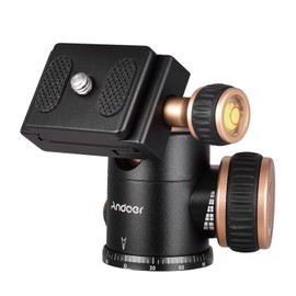 Andoer Q30 CNC Panorama Tripod Ball Head Aluminum Alloy Material Max. Load 5KG 360 Degree Rotation with 1/4 Inches Screw 3/8 Inches Screw Hole Quick Release Plate for Smartphone Camera Desktop Tripod