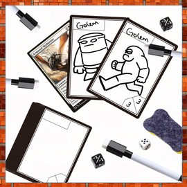 50 Pcs Reusable Dry Erase Token Cards with 5 Pcs Markers, 1 Clear Plastic Storage Box & 1 Eraser – Double-Sided Blank Cards for DIY Games, Office, and Education