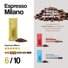 Dongiò Caffè Milano Blend - Whole Bean Coffee, Medium-Light Roast, Premium Coffee Quality, 2.2 Pounds (35.2 Oz - Pack of 1), Delicate Blend with a Very High Aromatic Profile, Sweet and Enveloping