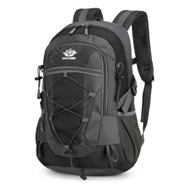 Outplea 30L Hiking Backpack for Women Men, Lightweight Travel Daypack with Padded Mesh, Comfortable Sports Rucksack for Outdoor Camping Climbing, Black