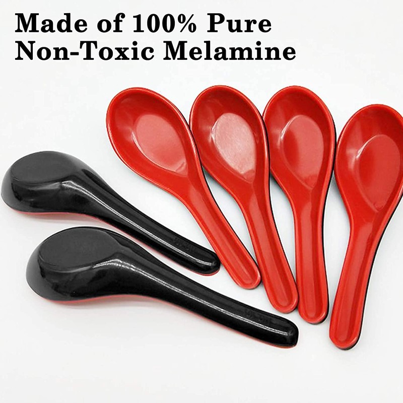 LATRAT 8 Pcs Chinese Won Ton Soup Spoons Plastic Asian