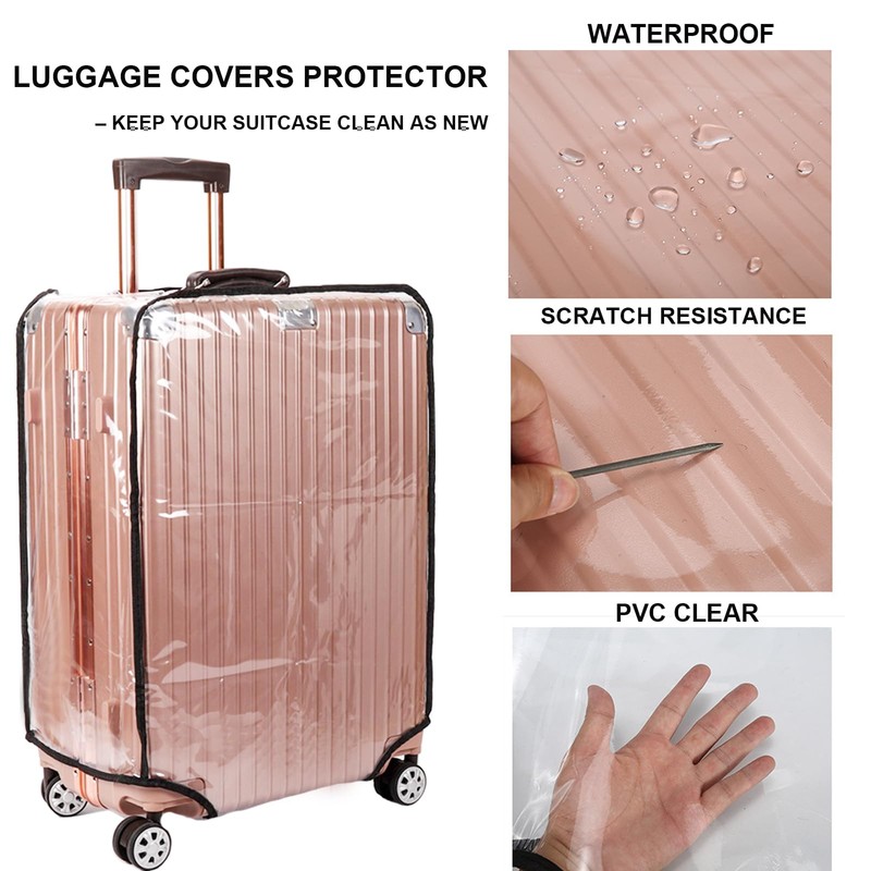 3 Piece Suitcase Covers for Luggage Sleeve Clear PVC Waterproof