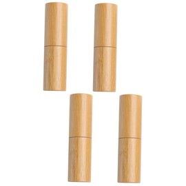 Ipetboom 2sets Bamboo Lipstick Tubes Refillable Lip Balm Containers Rustic Silver Design Diameter for DIY Lip Gloss and Balm for Women 2pcs*2