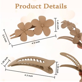 Amariver 8pcs Flat Hair Clips French Claw Clips Flower Claw Clips for Thick Thin Hair Matte Non-slip Hair Clips for Women Girls Alligator Clips 2Styles French Concord Flat Hair Clips Accessories