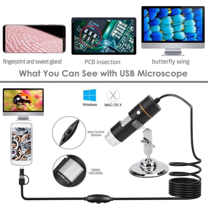 300,000 Pixels Digital Microscope USB HD 1000X PCB Magnifier with