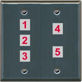 RiteAV Custom Wall Plate 5 Port, Flat 2 Gang, Stainless Steel, Choose HDMI Coax 3.5mm Banana Cat5/6 Phone RCA Speaker Toslink USB