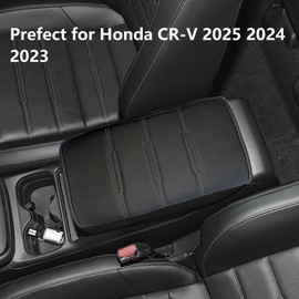 Areeyils Center Console Pad Armrest Box Cover Compatible with Honda 2025 2024 2023 CRV LX EX EXL Sport Hybrid Sport Touring,Black Leather Protector Accessories for CR-V 2023 2024