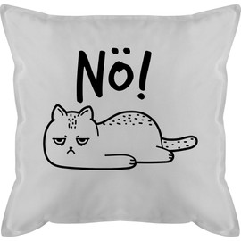 Shirtracer Cushion 50 x 50 cm - Nö Cat I Funny Cat Motif I Gift Cat Owner I Cat Fan - 50 x 50 cm - Grey - Motif Cat Cushion Sayings Cats Cat Men's Cushion Black