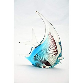 CC Home Furnishings 13" Blue Hand Blown Glass Fish Tabletop Decoration
