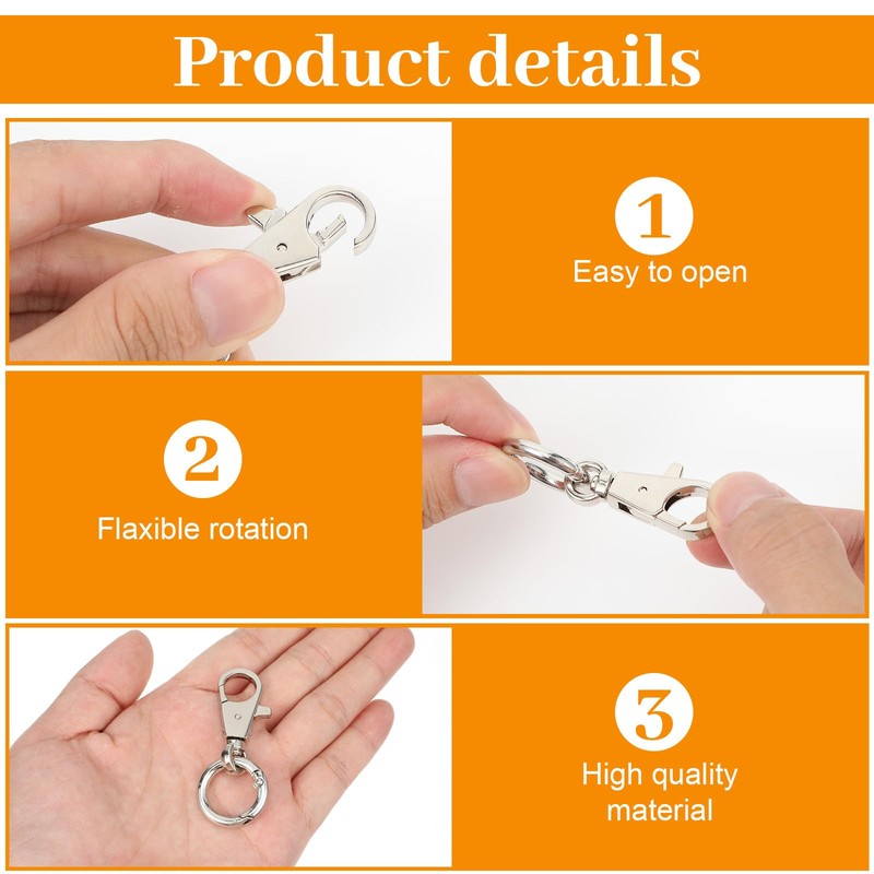 2 Pack Lobster Clasp Keychain Hooks - Double Opening Keychain