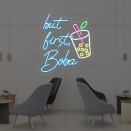 Bubble Tea with Cup Neon Sign for Wall Decor, Custom Neon Light Signs for Bedroom, Living Room, Tea Bar Decorations12V LED Neon Lights, Milk Tea, Restaurant Coffee Dessert Shop Party (16.5 * 19.7in)