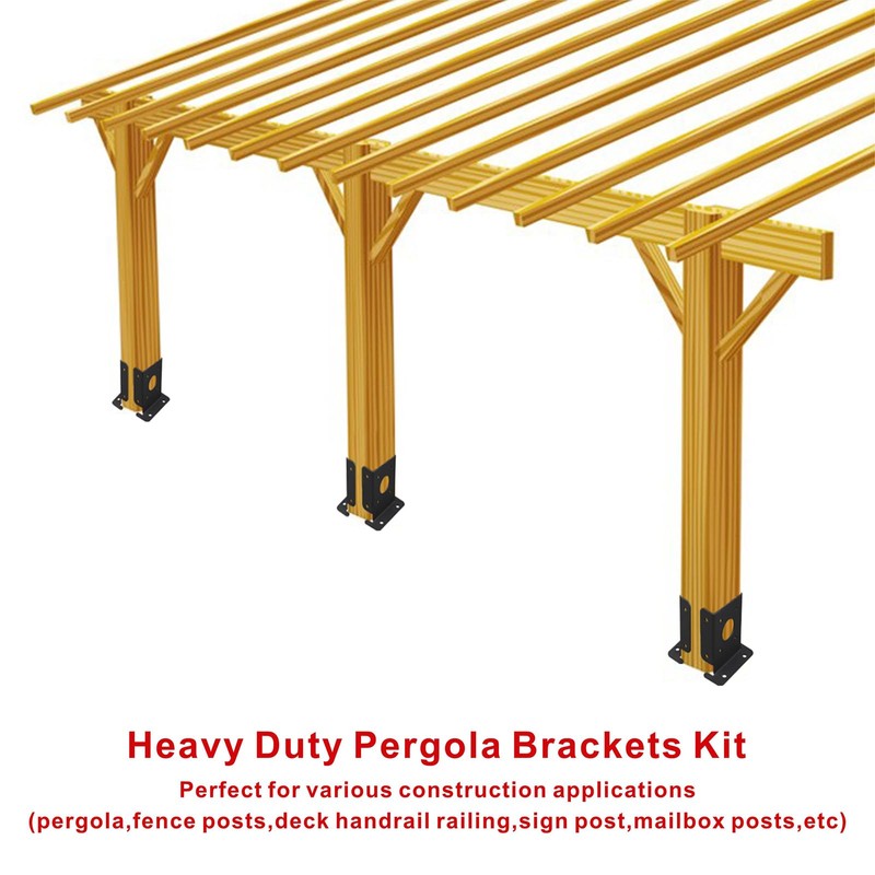 Wpbhk 4Pcs Wood Fence Pergola Post Base Brackets kit Fit