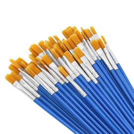 QWORK® 60 Pcs Paint Brushes, 7 mm Flat Paint Brush, for Detail Painting, Watercolor Painting