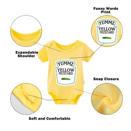 YSCULBUTOL Yummz Tomate Ketchup Amarillo Mostaza Rojo y Amarillo Bodysuit Baby Boy Twins Baby Ropa Gemelos Bebé Niños Niñas, multicolor 1, 10-12 Meses