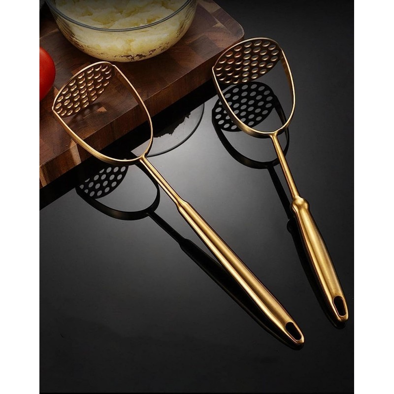 Golden Potato Masher Stainless Steel Heavy Duty Ergonomic Handle for