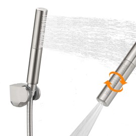 BESy Brass 2 In 1 Function Handheld Shower Head Set High Pressure 7 Inch Shower Head High Flow Hand Shower Wand with 59 Inch Hose, Bracket, Brushed Nickel