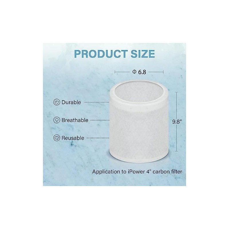 iPower Upgrade 4 Inch Air Carbon Filter Replacement Prefilter Sleeve