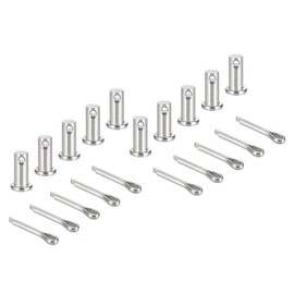 sourcing map 10Pcs M8x16mm Clevis Pins, 304 Stainless Steel Single Hole Flat Head Hitch Fastener Lock Systems with Cotter Pins for Furniture Installation Trailer Lawn Mower, Silver