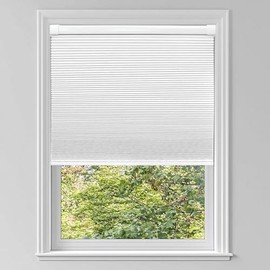 FIEKKRNR Cordless Blackout Cellular Shades, No Tools No Drill Honeycomb Blinds for Indoor Windows, Noise Reduction, Thermal Insulated, Easy to Install, 34" W x 48" H (White)