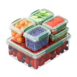 Finorder Food Storage Containers Kit: Set of 6 BPA-Free Plastic Meal Prep Containers with Snap Lids Airtight - Microwave & Dishwasher Safe Stackable Bento Box Set for Home Use/Pantry/Organization