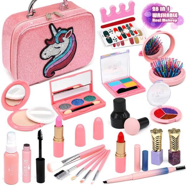 Kit de maquillaje lavable para niñas – Juego de 28