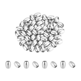 UNICRAFTALE About 50pcs 6mm Barrel Beads, 304 Stainless Steel Spacer Beads, Tub Beads, Oval Beads, Small Beads, Stainless Steel Color, Metal Beads, Metal Beads, Beads Charms, Parts, For Bracelet