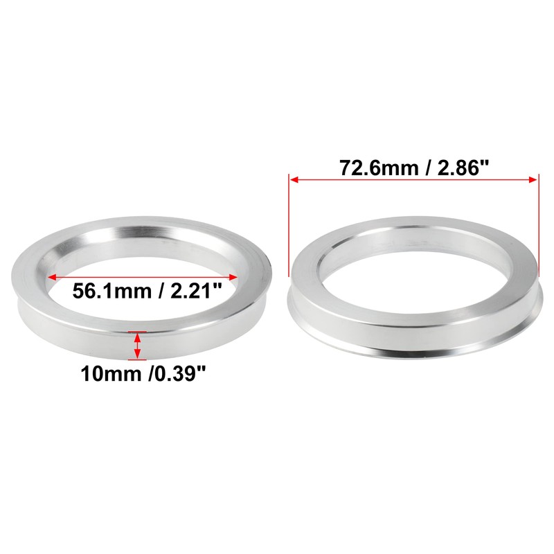 X AUTOHAUX Hub Ring 72.6mm/56.1mm Wheel Hub Ring Hub Centric