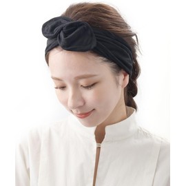 VINGTAINE H-744-BK Suede Wide Turban Hair Band Headband Hair Accessories, Ribbon, Wired, Black