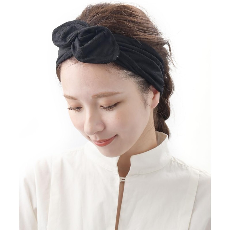 VINGTAINE H-744-BK Suede Wide Turban Hair Band Headband Hair Accessories,