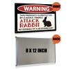 BEASTZHENG Warning Attack Rabbit Metal Tin Sign Wall Decor for