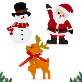 Christmas Table Decorations, Christmas Wooden Table Sign Cute Winter Xmas Tabletop Decorations Christmas Snowman Santa Claus Elk Table Signs for Xmas Party Supplies Home Room Decor A4SDXBJ