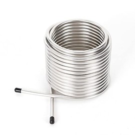 50' Mini Wort Chiller Coil Stainless Steel Home Brewing Beer Cooling Immersion, 1-3 Gallon Batch Copper Immersion Wort Chiller, Leak Free Compression Barbs, Garden Hose Fitting Included