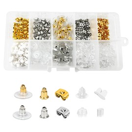 450Pcs Earring Backs with 10 Styles Earring Stoppers, Earring Backs with Storage Box, Safety Backs and Butterfly Earring Backs, Clear Earrings Backs Earring Safety Backs Rubber