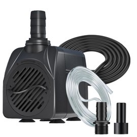 Knifel 160GPH 10W Submersible Water Pump, 10ft Power Cord & Wire hose