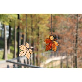HAOSUM Atrapasueños de hojas de arce, para colgar ventanas, decoración del hogar, decoración de otoño, regalos para mujeres..