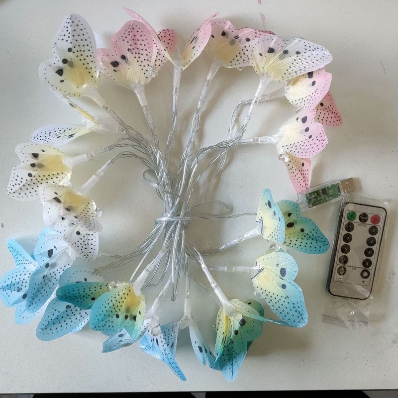Berocia 20 LED Butterfly String Lights with Remote USB Plug