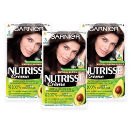 Garnier TRIPLE Nutrisse Permanent Hair Dye - 3 Darkest Brown 1 Pack