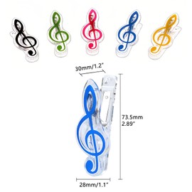 Musiin Music Note Clips, 5-Piece Set (Yellow, Green, Blue), Modern Plastic Clips
