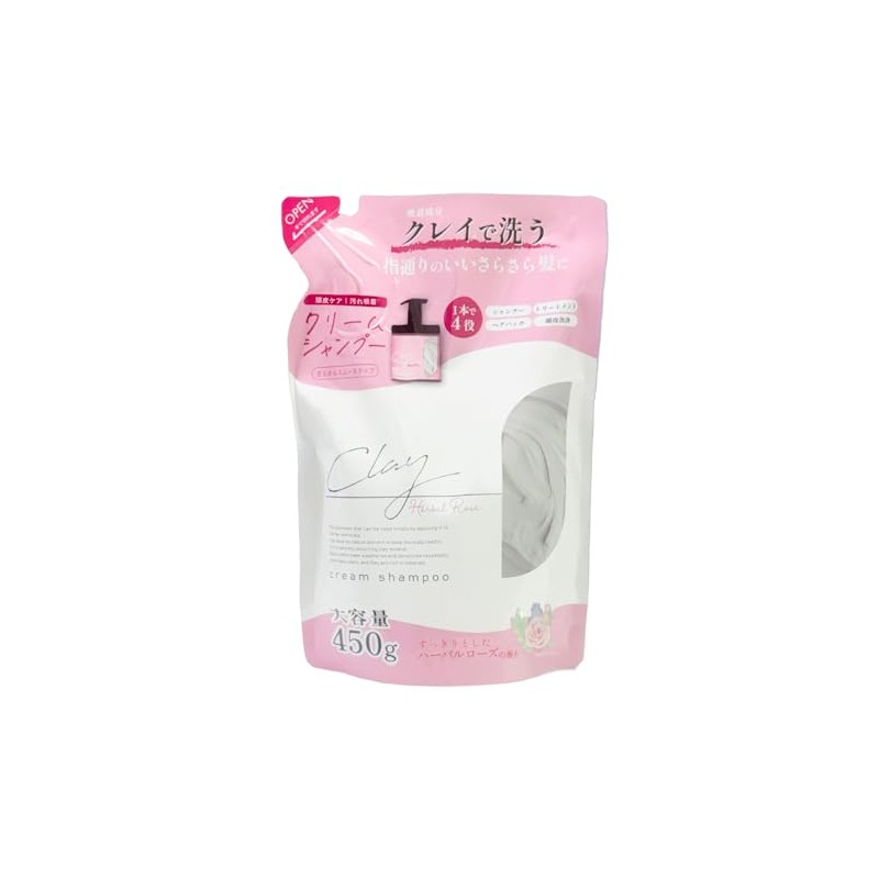 Clay Cream Shampoo, Harbor Rose Scent, 15.2 oz (450 g)