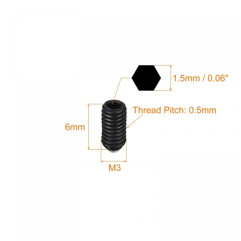 sourcing map Ball Point Set Screws, 10pcs M3 x 6mm
