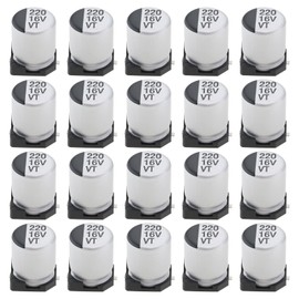 VGOL 20pcs 220UF 16V SMD Electrolytic Capacitors 8x6mm Metal Capacitors Suitable for a Wide Range of Electronic Applications DIY Electronic Projects