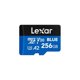 Lexar 256GB Blue Micro SD Card Up to 160MB/s, microSDXC UHS-I Memory Card with SD Adapter, C10, U3, A2, V30, Full HD, 4K UHD, High Speed TF Card