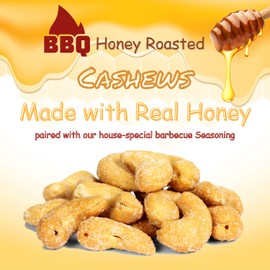 BBQ Honey Roasted Cashews by It's Delish, 12 Oz Bulk | Gourmet Cashew Nuts in Honey Sugar Coating and Barbecue Seasoning, Sweet & Savory Nut Snack - Vegan, Kosher Parve
