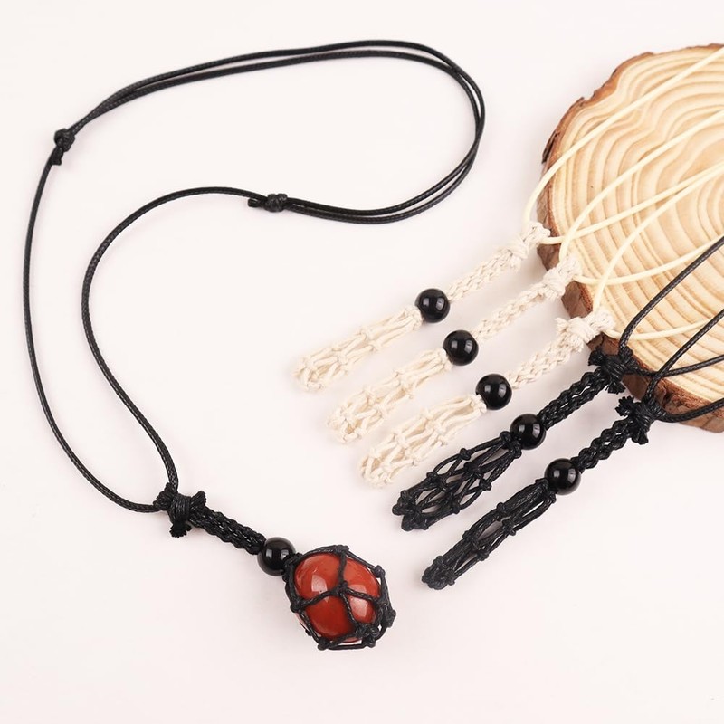 weryerker 12 PCS Crystal Cage Necklace Holder Necklace Cord Empty
