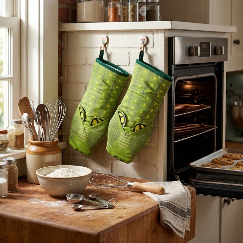 Zhehao 2 Pcs 3D Alligator Souvenir Oven Mitts Green Alligator
