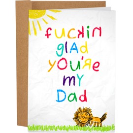 Sleazy Greetings Funny Father's Day Card | Glad You Are My Dad Happy Father's Day Greeting Card | Fathers Day Card From Kids Son Daughter | Birthday Card For Dad