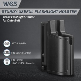 ULTRAFIRE Torch Holster Pouch for Duty Belt, Rotatable Torch Holder Fits 1.06"-1.18" Diameter Flashlights, Belt Clip Tactical Torch Carry Case for Police, Law Enforcementt, Patrol, Security, W65