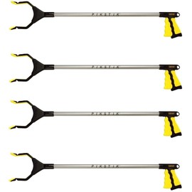 PikStik Pro P-321, Aluminum Reacher, Wide 5.5” Jaw, 360° Rotating Jaw, Durable and Rust-Proof, Unique Handle and Trigger, 1 Year Warranty, 32", Yellow (4)